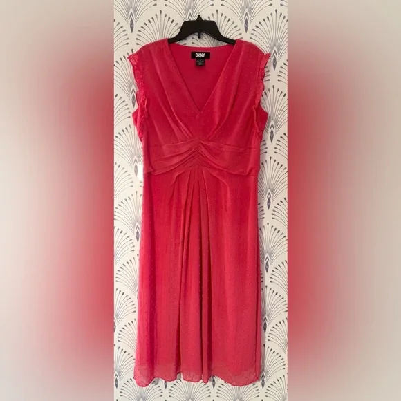DKNY Pink Midi Dress Barbie Pink - Picture 1 of 8